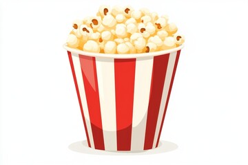 Striped bucket popcorn cinema snack food white background
