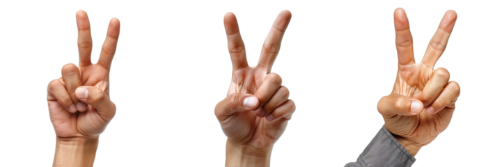 Hand Making Peace Sign Gesture Isolated on White Background for Symbolizing Harmony and Tranquility in Various Contexts
