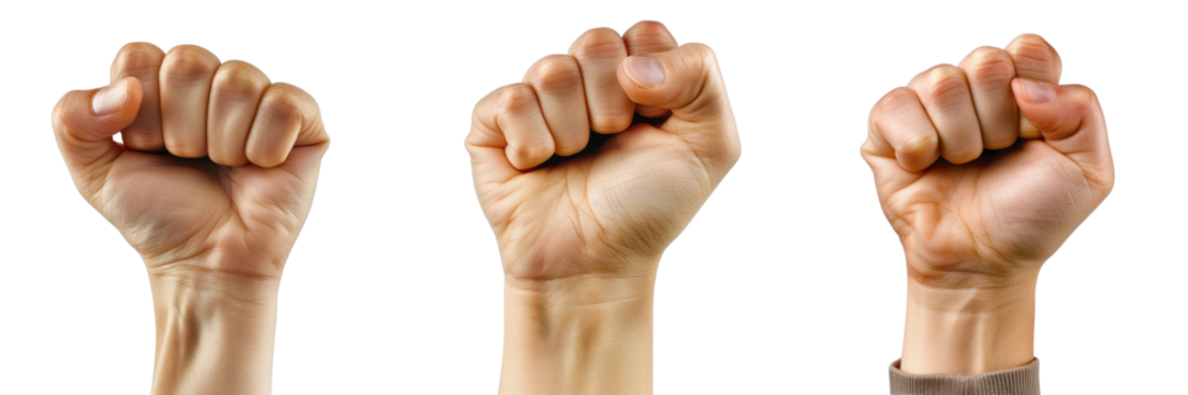 Isolated Hands Making Fist Gesture on White Background for Strong Emotion Concept in Various Contexts - Powered by Adobe