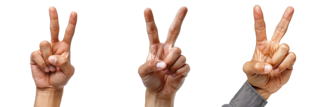 Hand Making Peace Sign Gesture Isolated on White Background for Symbolizing Harmony and Tranquility in Various Contexts