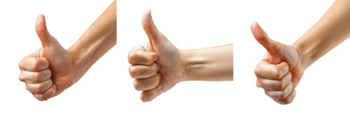Three Hands Showing Thumbs Up Gesture on White Background Isolated for Positive Feedback and Approval Representation