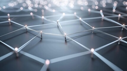 Abstract network connections on a dark surface, data flow illustration