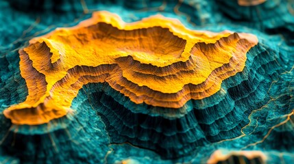 Obraz premium Abstract Golden Mountain Range Teal Texture Art 3d blue rich green 