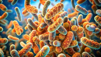 Naklejka premium Colorful Bacteria Microorganisms in a Scientific Abstract Background