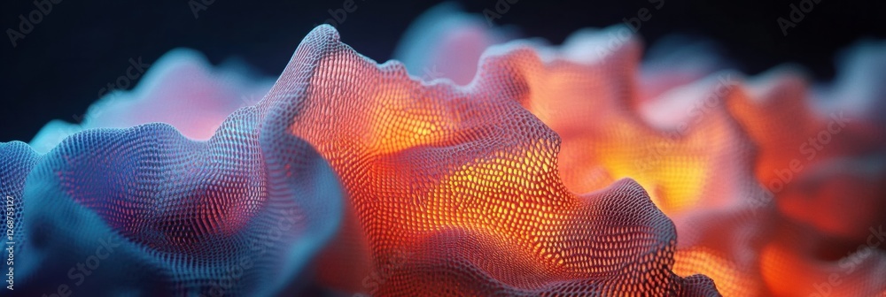 Aufkleber Abstract representation of dynamic waves with glowing colors in a dark environment showcasing depth and texture. Generative AI
