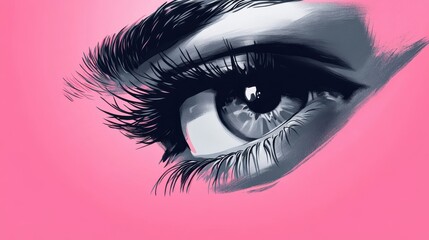 Artistic depiction of a single human eye with long lashes