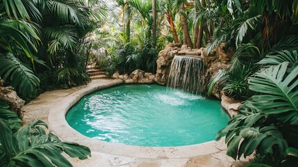 Tranquil Oasis Poolside Waterfall Paradise