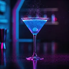 Neon Martini in a Futuristic Bar