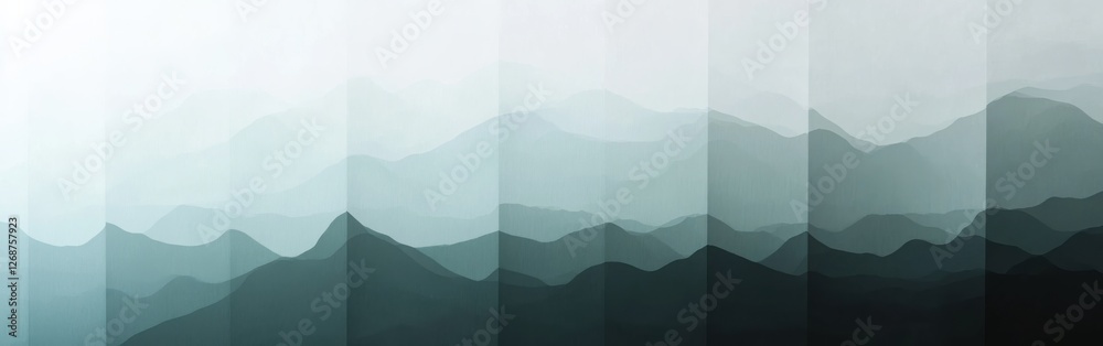 Leinwandbilder soft gradient design showcasing layered mountain silhouettes under a calming atmospheric transition