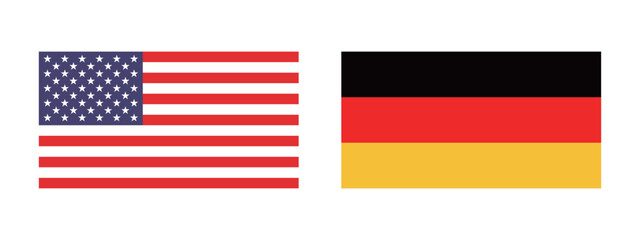 Flags of the United States and Germany. Flag icon. Standard color. Standard size. A rectangular flag. Computer illustration. Digital illustration. Vector illustration.