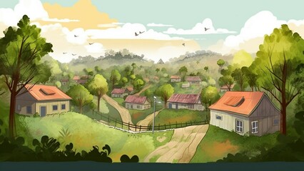 landscape with village