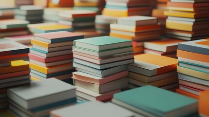 A Colorful Stack of Books in Various Sizes and Colors

