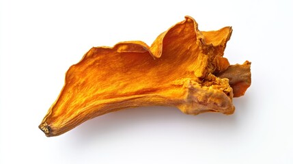 Fototapeta premium Dried orange-colored squash or gourd piece isolated on white background.
