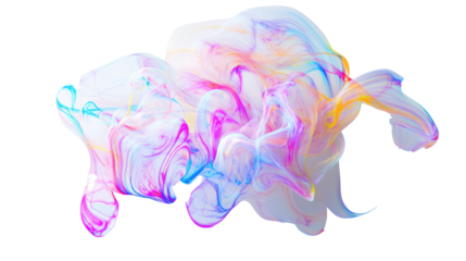Colorful smoke cloud floating with transparent background