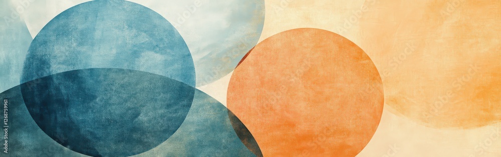 Fototapete Minimalist art featuring overlapping pencil strokes creating circular shapes with varying colors and textures
