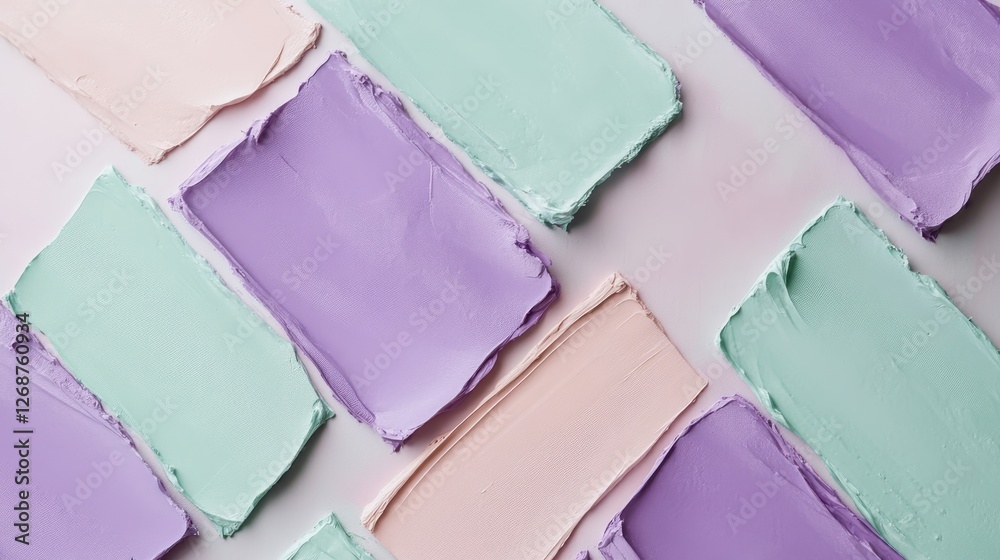 Fototapete elegant brush marks in soft lavender and mint colors create a calming and artistic display on a neut
