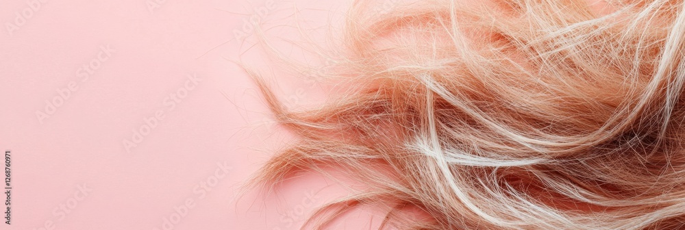 Aufkleber Close up view of frayed hair tips showcasing split ends on a pastel background with space for text. Generative AI