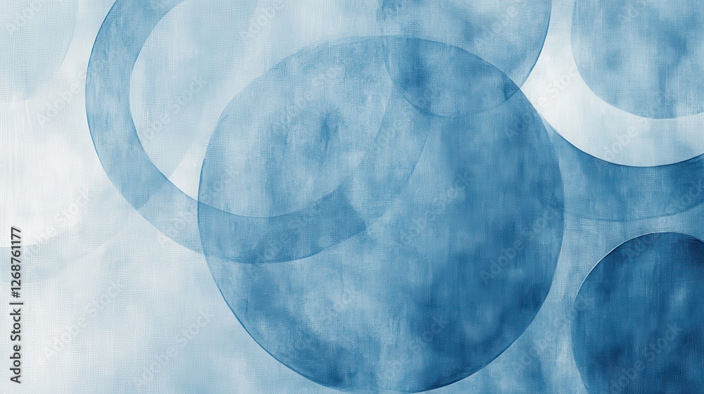 Poster Elegant pastel blue backdrop featuring soft pencil strokes and circular patterns creating a serene and calming atmosphere