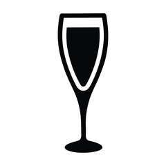champagne glass vector in silhouette on white background