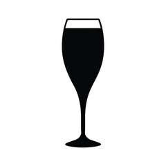 champagne glass vector in silhouette on white background