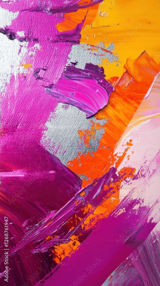 Poster Vibrant magenta and sunset strokes create an expressive explosion of color in abstract art