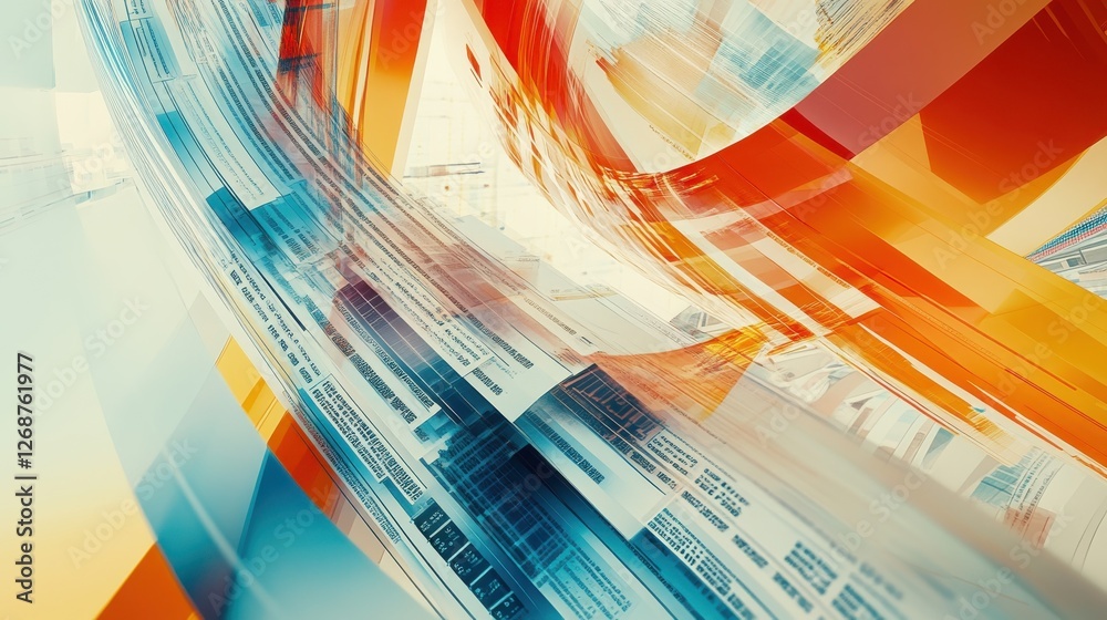 Poster abstract design illustrating financial markets with stocks and bonds intertwined in vibrant colors a