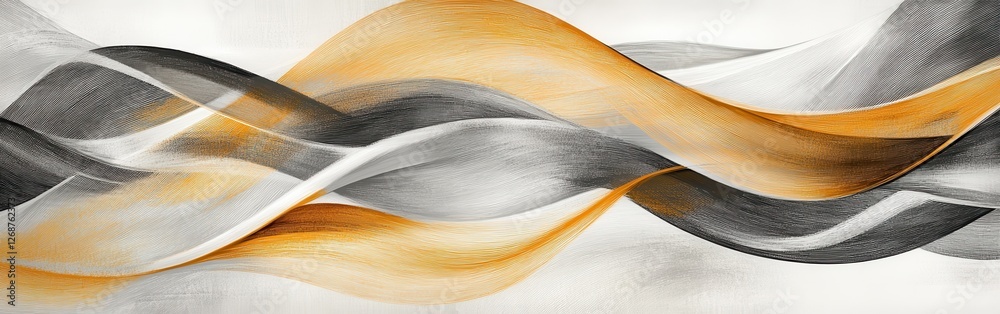 Leinwandbilder Abstract pencil strokes create a flowing composition in warm and cool tones with overlapping forms