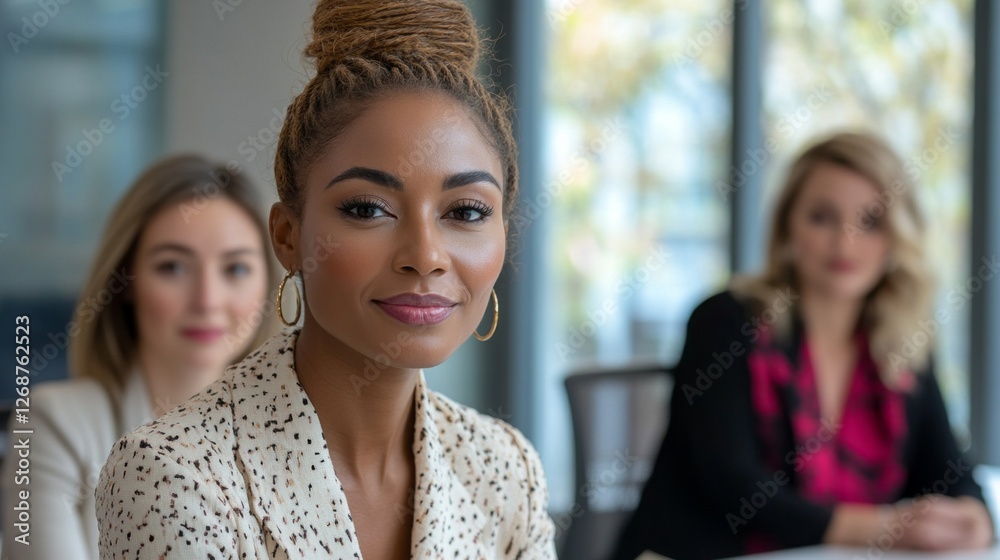 Poster a multi-ethnic corporate team engages in dynamic discussions, exchanging innovative ideas in a well-