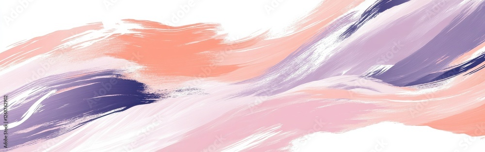 Poster abstract designs in pastel lavender and coral create a tranquil yet vibrant atmosphere for artistic 