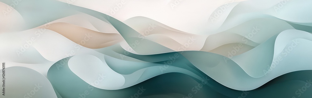 Aufkleber abstract design showcases flowing mint hues and gentle curves evoking a tranquil atmosphere in soft 