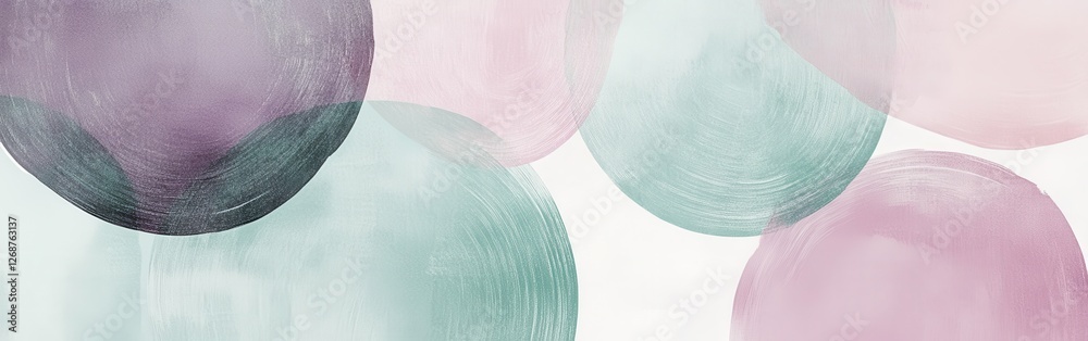 Poster Abstract circular pencil strokes create a soft, colorful composition with varying shades of pastel on a subtle background