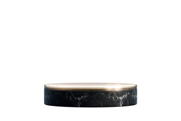 3d Empty black gold podium stage background with geometric presentation platform luxury pedestal or golden product stand display and premium round cosmetic mockup advertising scene on dark. 3d render.