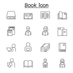 Book icon set in thin line stlye