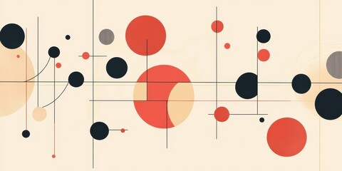 Abstract art featuring circles and lines in minimal composition