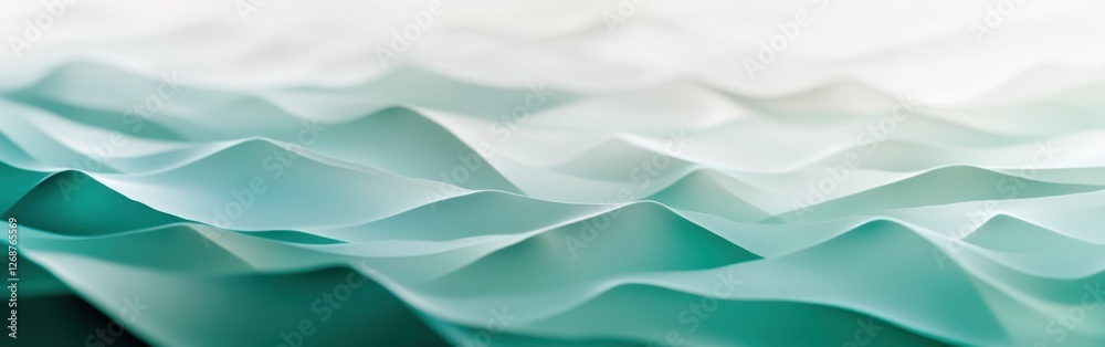Poster soothing abstract geometric design with layered textures in tranquil shades of green and blue