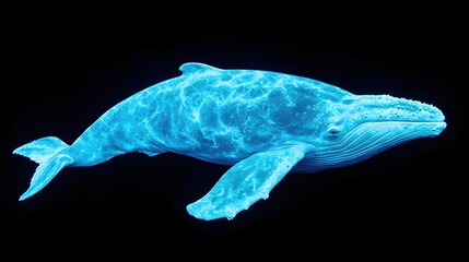 Ethereal Blue Humpback Whale Swimming in Deep Ocean Space