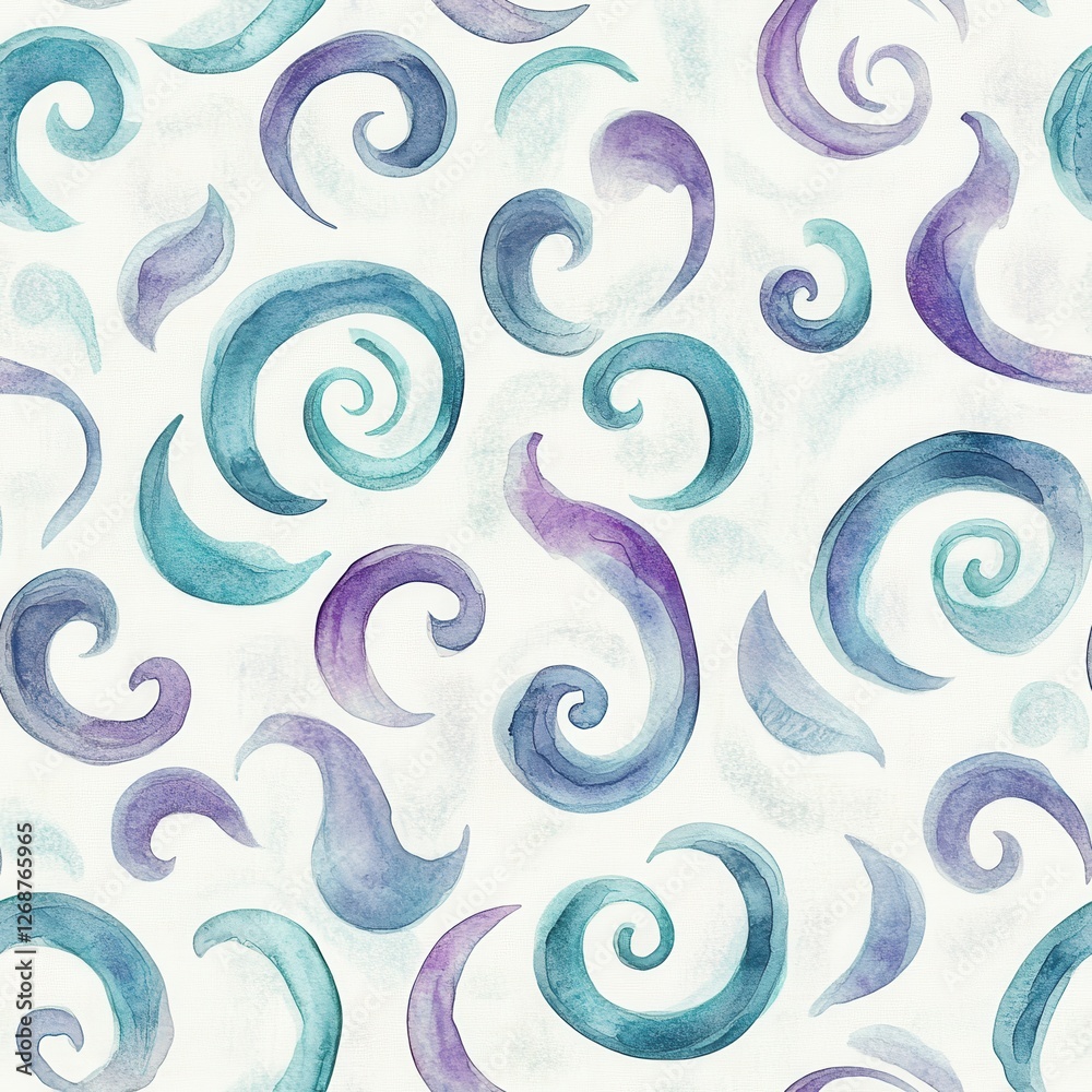 Poster beautiful watercolor doodle patterns featuring swirling shapes in soft colors, perfect for backgroun