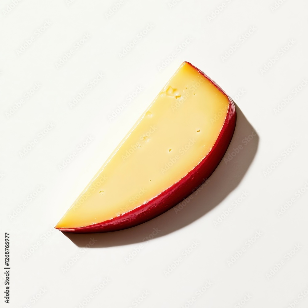 Aufkleber creamy wedge of gouda cheese on a neutral background highlighting its rich texture and color