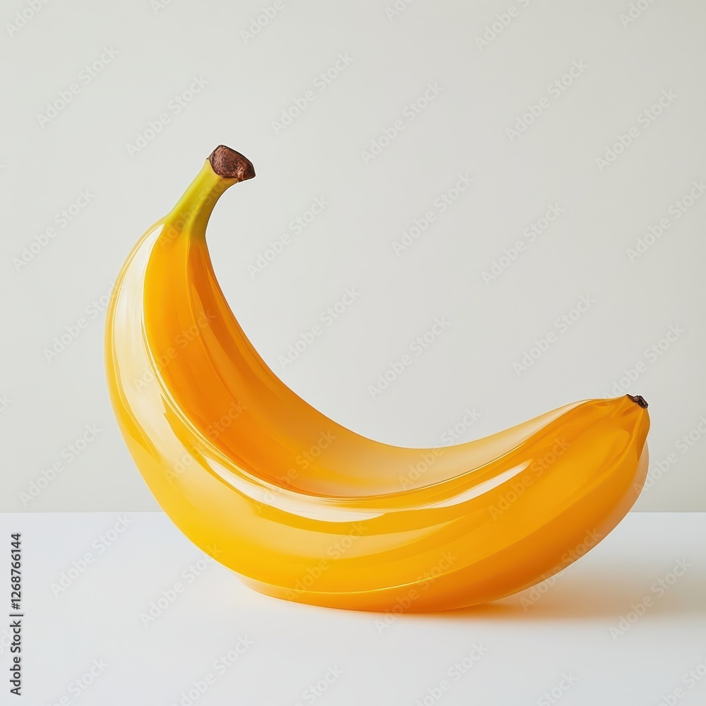 Poster unique golden banana with a smooth peel positioned elegantly against a neutral backdrop