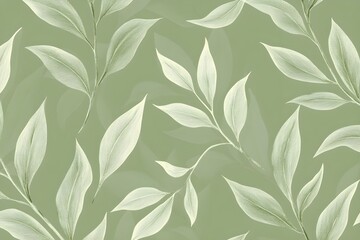 Tropical plant leaves in various shades of green against a matching green background