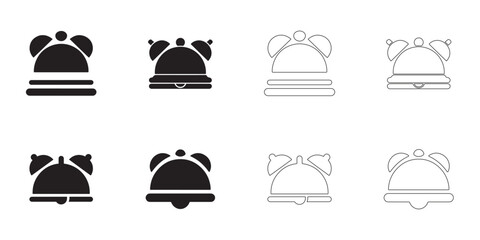 Bell icons set simple clean and smooth Solid and Outline Styles vector icons in black on a white background.
