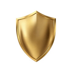 Golden Shield Emblem with Glossy Finish Ideal for Security, Protection, and Achievement Themes in Modern Design Projects