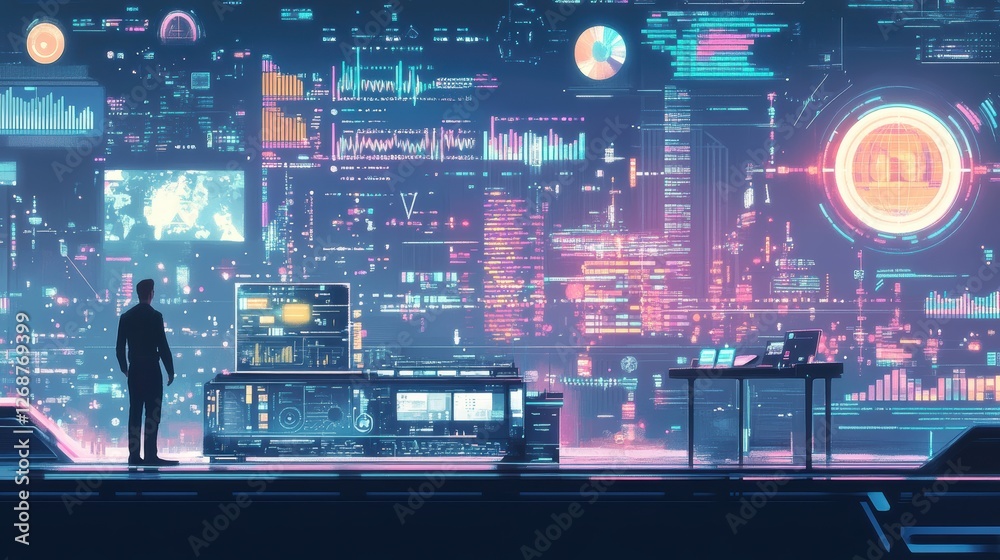 Poster Futuristic visualization of mutual fund management in a data-driven environment with technological advancements