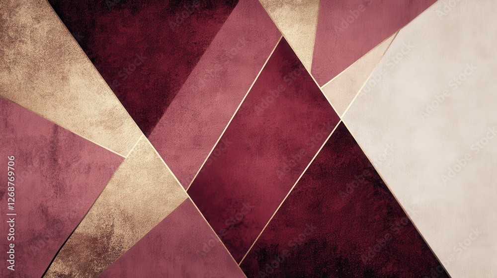 Leinwandbilder dynamic geometric background showcasing rich shades of red and beige with bold triangular shapes and