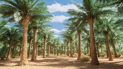 Oasis Palm Grove Tranquil Desert Landscape