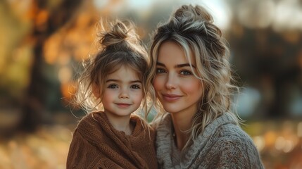 Fototapeta premium A hear twarming scene of a mother and her young daughter.