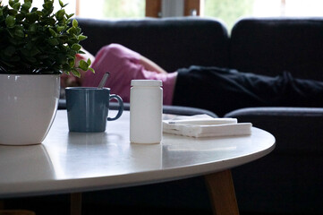 Person laying and being sick