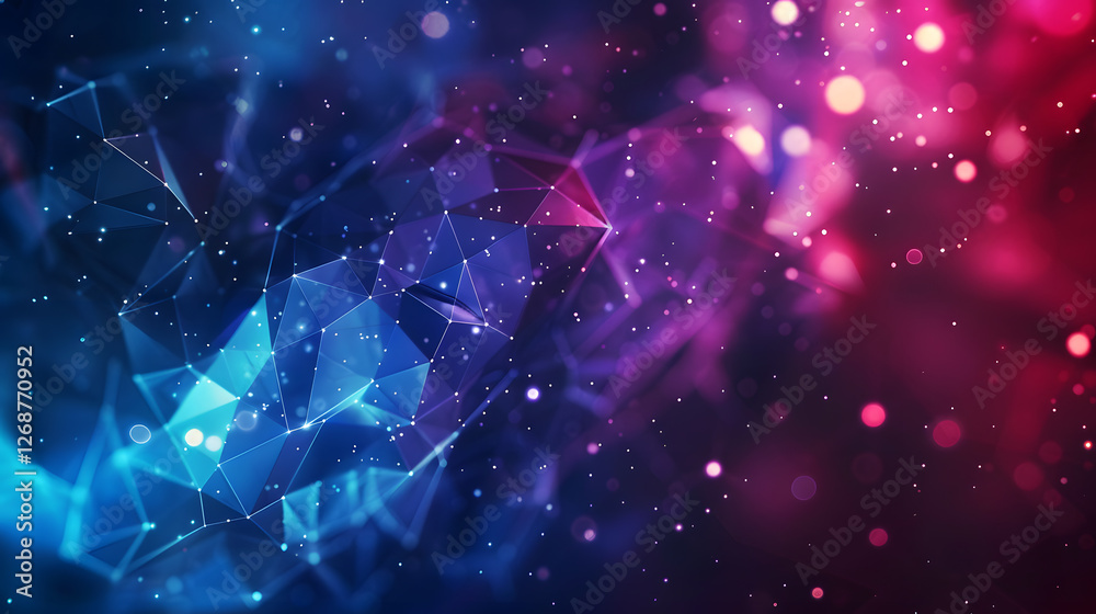 Aufkleber Vibrant abstract background with interconnected lines and dots on a blue and pink gradient