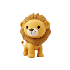 Fototapeta premium Cute cartoon lion character with friendly expression and fluffy mane