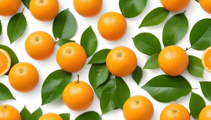 Orange fruit and leaf isolated on white background
